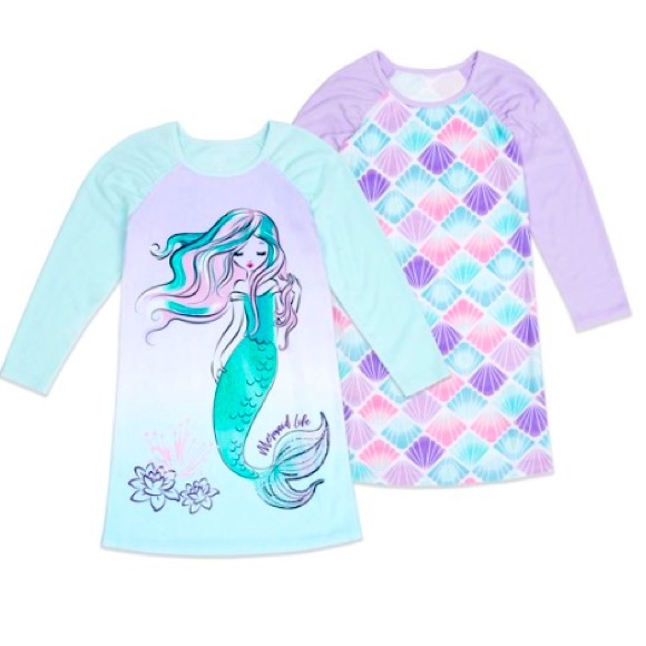 NWT Girls Super Soft Fleece Long Sleeve Nightgown, 2-Pack - Picture 1 of 1